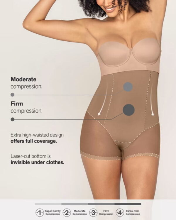 Firm Compression High-Waisted Sheer Short Shaper - Image 3